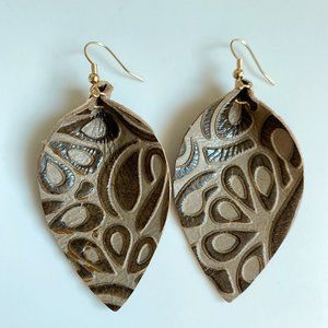 Water Droplet Shaped Leather Earrings